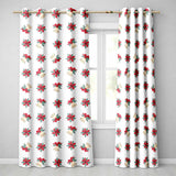 Poinsettia Flower Bell Holly Christmas Seamless Pattern  Readymade Eyelet Ring Top Thermal 100% Blackout Curtains