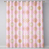 Elegant Gold Snowflake Soft Pink Seamless Pattern  Readymade Eyelet Ring Top Thermal 100% Blackout Curtains