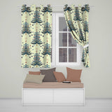 Cute Festive Christmas Trees Snowflake Night Seamless Pattern  Readymade Eyelet Ring Top Thermal 100% Blackout Curtains
