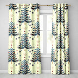 Cute Festive Christmas Trees Snowflake Night Seamless Pattern  Readymade Eyelet Ring Top Thermal 100% Blackout Curtains