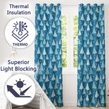 Cute Christmas Tree Gift Holiday Festive Seamless Pattern  Readymade Eyelet Ring Top Thermal 100% Blackout Curtains
