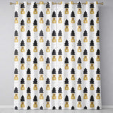 Black Christmas Trees and Gift Bags Seamless Pattern Modern Holiday Design  Readymade Eyelet Ring Top Thermal 100% Blackout Curtains