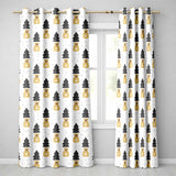 Black Christmas Trees and Gift Bags Seamless Pattern Modern Holiday Design  Readymade Eyelet Ring Top Thermal 100% Blackout Curtains