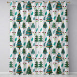 Decorated Christmas Trees with Lights and Berries Festive Winter Holiday Design  Readymade Eyelet Ring Top Thermal 100% Blackout Curtains