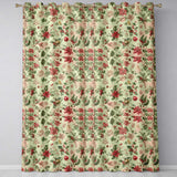 Vintage Christmas Floral with Holly Poinsettia and Pine  Classic Holiday Design  Readymade Eyelet Ring Top Thermal 100% Blackout Curtains