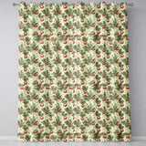 Elegant Christmas Holly Leaves with Bells and Poinsettia Festive Classic Design  Readymade Eyelet Ring Top Thermal 100% Blackout Curtains