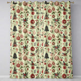 Vintage Christmas Baubles Holly Leaves and Winter Elements  Classic Festive  Readymade Eyelet Ring Top Thermal 100% Blackout Curtains