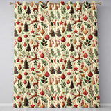 Festive Reindeer Christmas Trees Ornaments Seamless Pattern Holiday Design  Readymade Eyelet Ring Top Thermal 100% Blackout Curtains