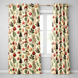 Festive Reindeer Christmas Trees Ornaments Seamless Pattern Holiday Design  Readymade Eyelet Ring Top Thermal 100% Blackout Curtains