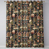 Vintage Winter Village Houses Snowy Christmas Seamless Pattern Festive Design  Readymade Eyelet Ring Top Thermal 100% Blackout Curtains