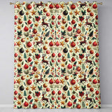 Cream Reindeer Christmas Bauble Star Pattern Readymade Eyelet Ring Top Thermal 100% Blackout Curtains