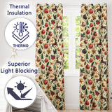 Cream Reindeer Christmas Bauble Star Pattern Readymade Eyelet Ring Top Thermal 100% Blackout Curtains