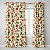 Cream Reindeer Christmas Bauble Star Pattern Readymade Eyelet Ring Top Thermal 100% Blackout Curtains