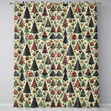 Elegant Nordic Christmas Tree Ornament Winter Festive PatternUK Readymade Eyelet Ring Top Thermal 100% Blackout Curtains