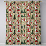 Whimsical Santa Claus Christmas Tree Festive Holiday Pattern UK Readymade Eyelet Ring Top Thermal 100% Blackout Curtains