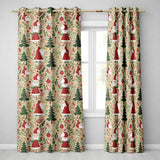 Whimsical Santa Claus Christmas Tree Festive Holiday Pattern UK Readymade Eyelet Ring Top Thermal 100% Blackout Curtains