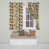 Vintage Red Snowflake Christmas Tree Festive Pattern Design UK Readymade Eyelet Ring Top Thermal 100% Blackout Curtains