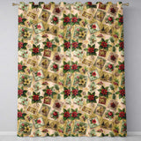 Vintage Christmas Postcards Poinsettia Holly Antique Collage Seamless Pattern  Readymade Eyelet Ring Top Thermal 100% Blackout Curtains