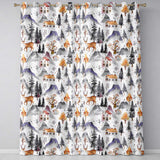 Watercolor Winter Landscape Houses Mountains Trees Seamless Pattern  Readymade Eyelet Ring Top Thermal 100% Blackout Curtains