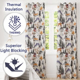 Watercolor Winter Landscape Houses Mountains Trees Seamless Pattern  Readymade Eyelet Ring Top Thermal 100% Blackout Curtains