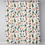 Festive Christmas Leaves Santa Houses Baubles Watercolor Seamless Pattern  Readymade Eyelet Ring Top Thermal 100% Blackout Curtains