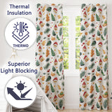 Festive Christmas Leaves Santa Houses Baubles Watercolor Seamless Pattern  Readymade Eyelet Ring Top Thermal 100% Blackout Curtains