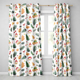 Festive Christmas Leaves Santa Houses Baubles Watercolor Seamless Pattern  Readymade Eyelet Ring Top Thermal 100% Blackout Curtains