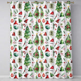 Watercolor Christmas Trees Bells Santa Hats Festive Seamless Pattern  Readymade Eyelet Ring Top Thermal 100% Blackout Curtains