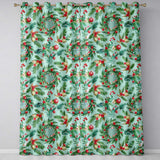 Watercolor Christmas Wreath Pine Branches Red Berries Festive Seamless Pattern  Readymade Eyelet Ring Top Thermal 100% Blackout Curtains