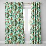Watercolor Christmas Wreath Pine Branches Red Berries Festive Seamless Pattern  Readymade Eyelet Ring Top Thermal 100% Blackout Curtains