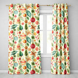 Cute Christmas Ornaments Candy Cane Citrus Leaves Festive Seamless Pattern  Readymade Eyelet Ring Top Thermal 100% Blackout Curtains