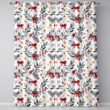 Elegant Christmas Bows Holly Leaves Stars Festive Seamless Pattern  Readymade Eyelet Ring Top Thermal 100% Blackout Curtains
