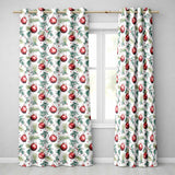 Watercolor Red Baubles Pine Branches Festive Holiday Seamless Pattern  Readymade Eyelet Ring Top Thermal 100% Blackout Curtains