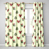 Cute Christmas Bows Holly Berries Tree Doodle Seamless Pattern  Readymade Eyelet Ring Top Thermal 100% Blackout Curtains