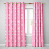 Pink White Snowflake Winter Festive Pattern Design UK Readymade Eyelet Ring Top Thermal 100% Blackout Curtains