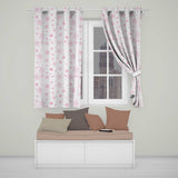 White Pink Snowflake Winter Festive Pattern Design UK Readymade Eyelet Ring Top Thermal 100% Blackout Curtains