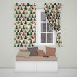 Elegant Retro Christmas Tree Starburst Festive Pattern Design UK Readymade Eyelet Ring Top Thermal 100% Blackout Curtains