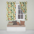 Retro Christmas Tree Candy Cane Festive Pattern Design UK Readymade Eyelet Ring Top Thermal 100% Blackout Curtains