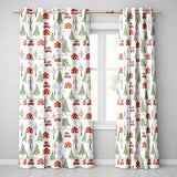 Watercolour Christmas Village Red Car Tree Festive Pattern Design UK Readymade Eyelet Ring Top Thermal 100% Blackout Curtains