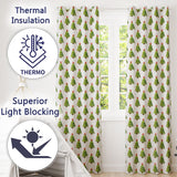 Watercolor Christmas Pine Tree Repeat White Festive Curtain Art Readymade Eyelet Ring Top Thermal 100% Blackout Curtains