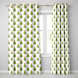 Watercolor Christmas Pine Tree Repeat White Festive Curtain Art Readymade Eyelet Ring Top Thermal 100% Blackout Curtains