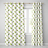 Diagonal Christmas Tree Scatter White Holiday Window CurtainsUK Readymade Eyelet Ring Top Thermal 100% Blackout Curtains