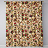 Antique Christmas Floral Postcard Collage Curtain AestheticHome Readymade Eyelet Ring Top Thermal 100% Blackout Curtains
