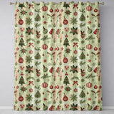 Scandi Christmas Ornament Pine Branch Festive Curtain Draperies Readymade Eyelet Ring Top Thermal 100% Blackout Curtains