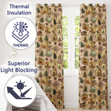 Vintage Christmas Tree Postage Stamp Collage Window Curtains Readymade Eyelet Ring Top Thermal 100% Blackout Curtains
