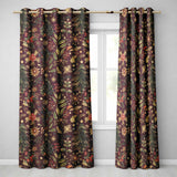 Dark Botanical Christmas Floral Night Sky Curtain Panels Readymade Eyelet Ring Top Thermal 100% Blackout Curtains
