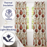 Cute Santa Claus Christmas Trees Holly Leaves and Festive Holiday Pattern  Readymade Eyelet Ring Top Thermal 100% Blackout Curtains