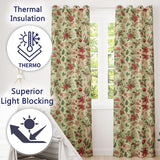 Vintage Christmas Bells Holly Leaves Pine Branches and Festive Elements  Readymade Eyelet Ring Top Thermal 100% Blackout Curtains