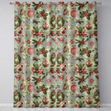 Rustic Christmas Wreath Bells Pine Branches Baubles and Snowy Village  Readymade Eyelet Ring Top Thermal 100% Blackout Curtains