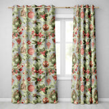 Rustic Christmas Wreath Bells Pine Branches Baubles and Snowy Village  Readymade Eyelet Ring Top Thermal 100% Blackout Curtains